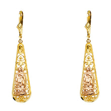 Load image into Gallery viewer, 14K Twocolor GUADALUPE T-DROP DANGLE Earring 4grams