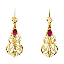 Load image into Gallery viewer, 14K Yellow CZ CHANDELIER Earring 7.2grams