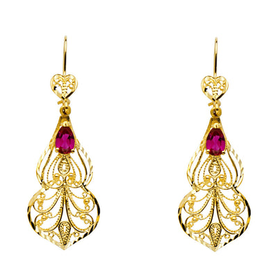 14K Yellow CZ CHANDELIER Earring 7.2grams