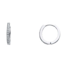 Load image into Gallery viewer, 14K White Gold 1mm RD Clear CZ Pave Huggies Earrings