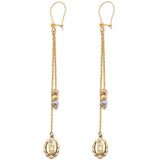 14K Tri Color Hanging Earrings