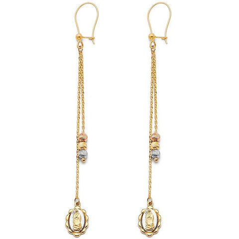 14K Tri Color Hanging Earrings