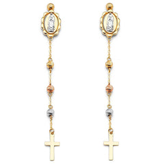14K Tri Color Hanging Earrings