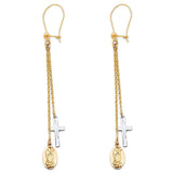 14K Tri Color Hanging Earrings
