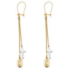 14K Tri Color Hanging Earrings