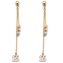 Load image into Gallery viewer, 14K Tri Color Hanging Earrings