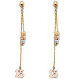14K Tri Color Hanging Earrings