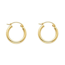 Load image into Gallery viewer, 14K Yellow Gold 2mm Classic Hoop Earrings