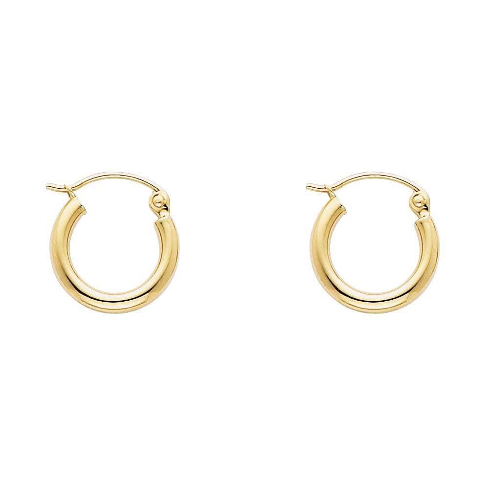 14K Yellow Gold 2mm Classic Hoop Earrings