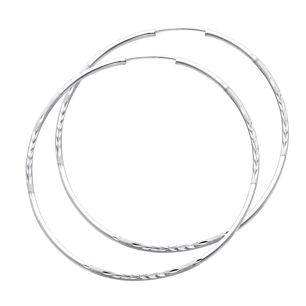 14K White Gold 1.5mm Diamond Cut GOLD EARRINGS