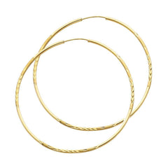 14K Yellow Gold 1.5mm Diamond Cut Hoop Earrings