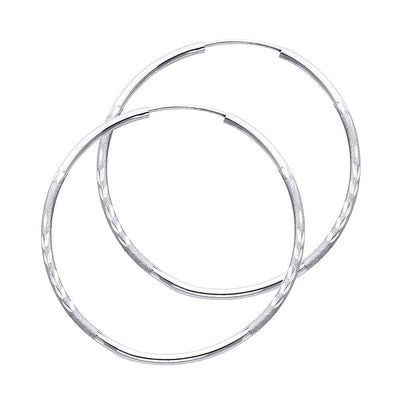 14K White Gold 1.5mm Diamond Cut GOLD EARRINGS