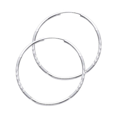 14K White Gold 1.5mm Diamond Cut GOLD EARRINGS