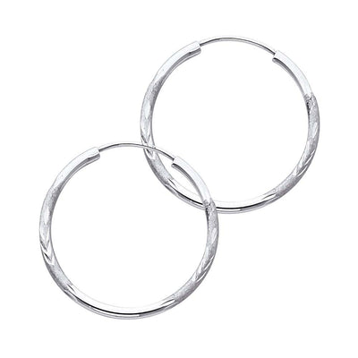 14K White Gold 1.5mm Diamond Cut GOLD EARRINGS