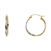 Load image into Gallery viewer, 14K Two Tone Gold 3mm Hoop Earrings