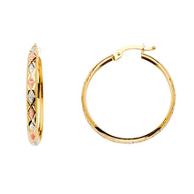 Load image into Gallery viewer, 14K Two Tone Gold Round Hoop Earrings