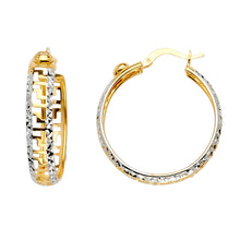Load image into Gallery viewer, 14K Two Tone Gold Round Hoop Earrings