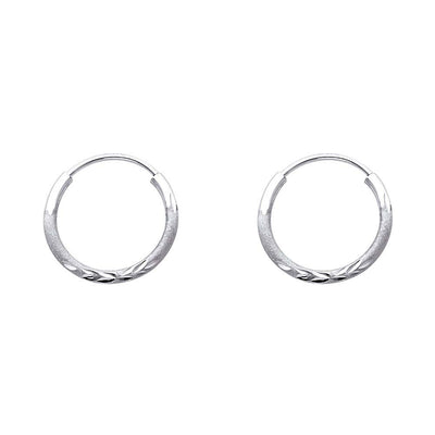 14K White Gold 1.5mm Diamond Cut GOLD EARRINGS