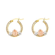 Load image into Gallery viewer, 14K Two Tone Gold Fancy Beaded Hoop Earrings