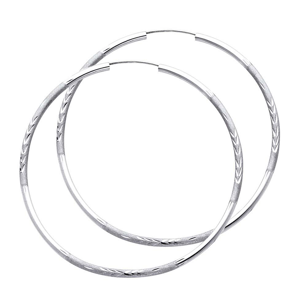 14K White Gold 2mm Diamond Cut GOLD EARRINGS