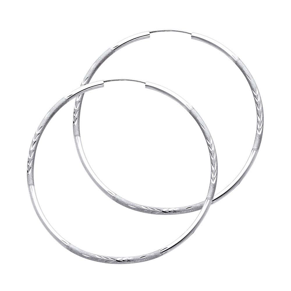 14K White Gold 2mm Diamond Cut GOLD EARRINGS