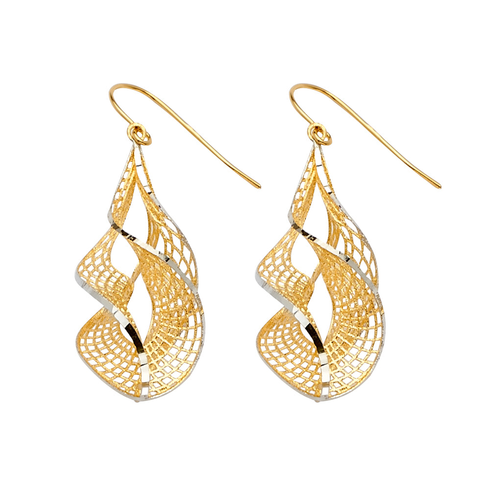 14K Yellow Gold Design Cut Assorted Earrings