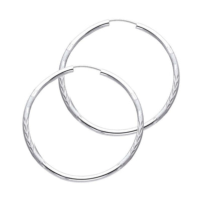 14K White Gold 2mm Diamond Cut GOLD EARRINGS