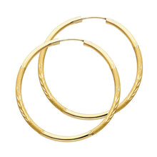 Load image into Gallery viewer, 14K Yellow Gold 2mm Diamond Cut Hoop Earrings