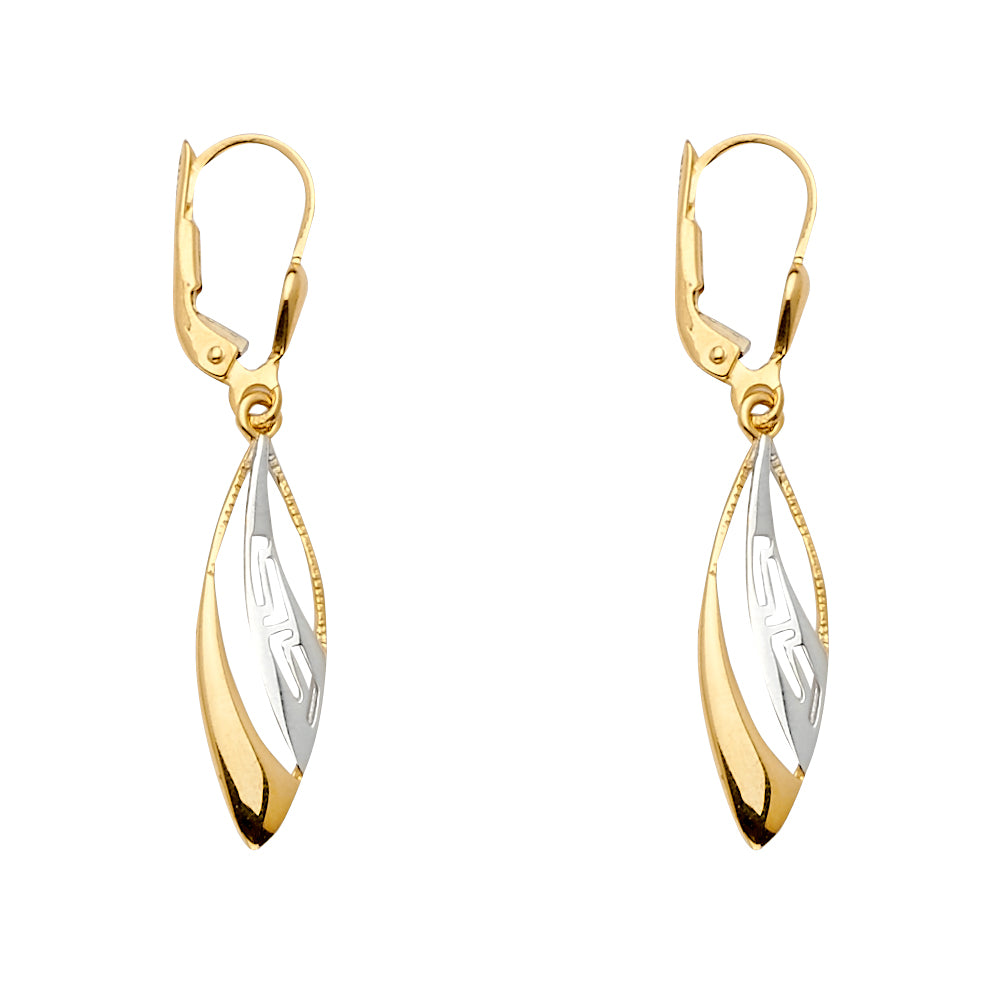 14K Two Tone Gold Teardrop Assorted Earrings