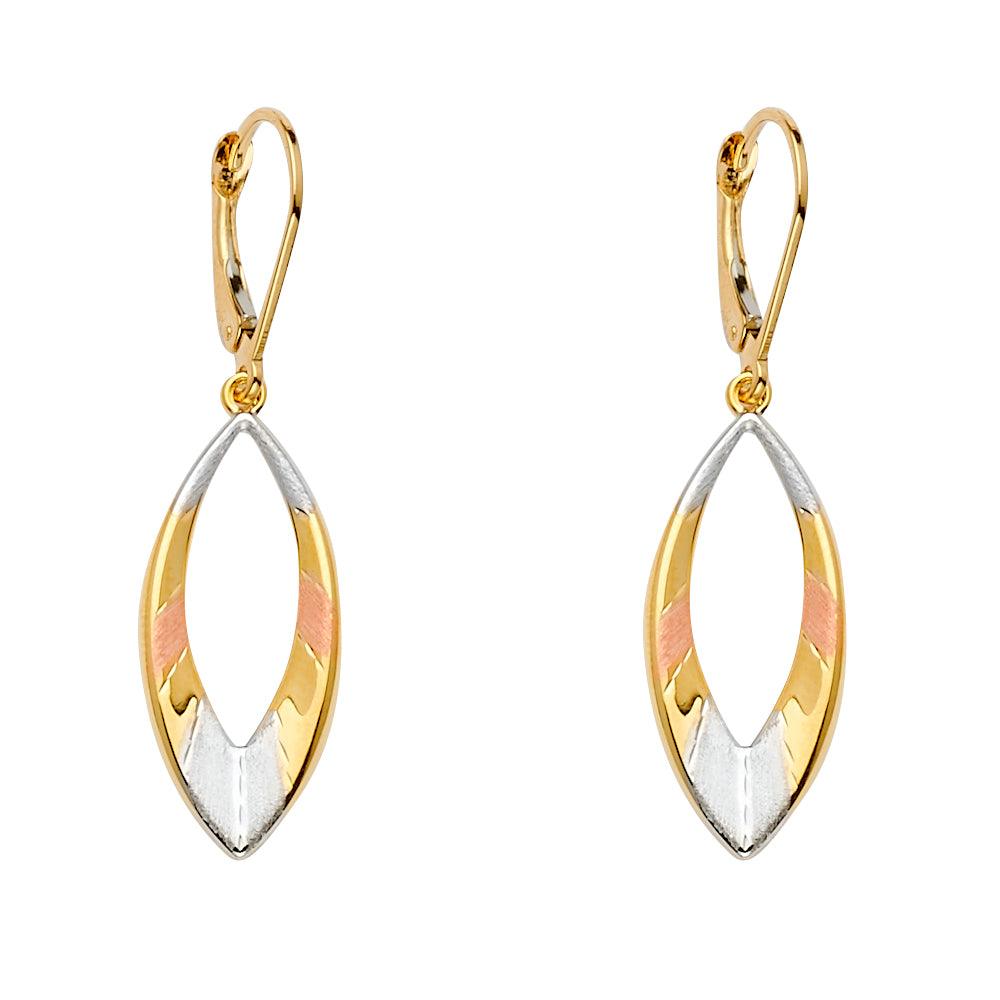 14K Two Tone Gold Hanging Earrings