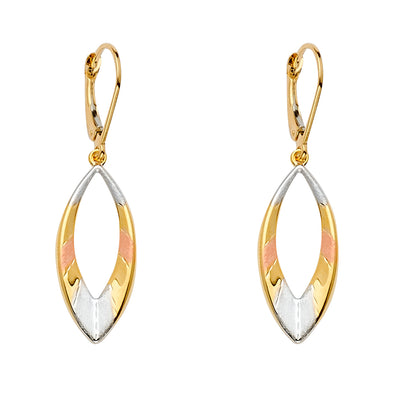 14K Two Tone Gold Hanging Earrings