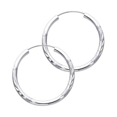 14K White Gold 2mm Diamond Cut GOLD EARRINGS