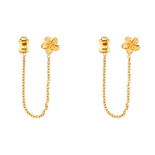 Load image into Gallery viewer, 14K Yellow Gold Flower Screw Back Hanging Earrings