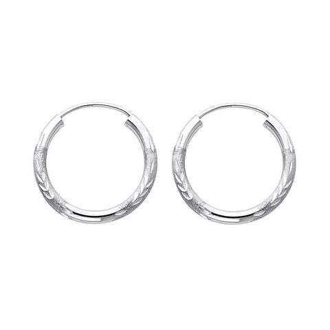 14K White Gold 2mm Diamond Cut GOLD EARRINGS