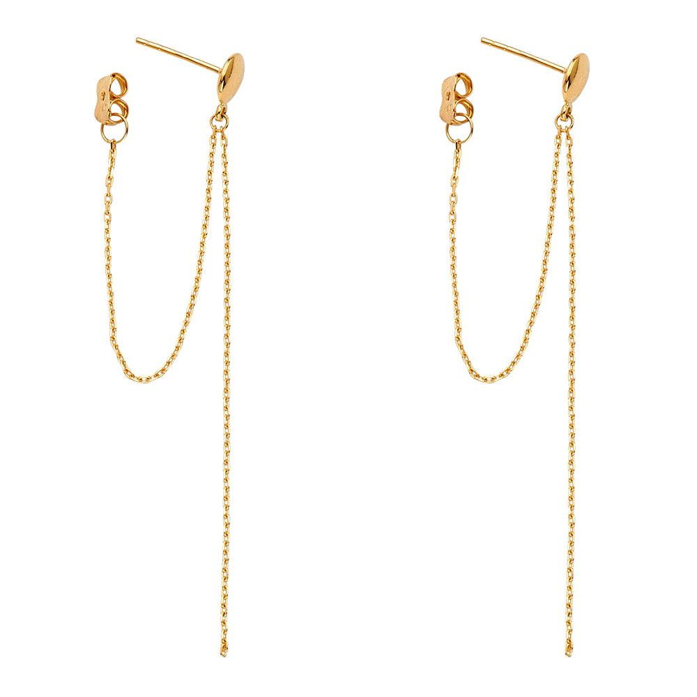 14K Yellow Gold Screw Back Hanging Earrings