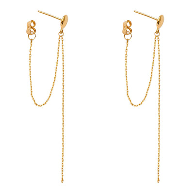 14K Yellow Gold Screw Back Hanging Earrings