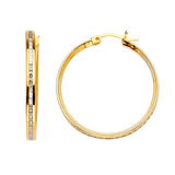 14K Yellow Gold Clear CZ Channel Hoop Earrings