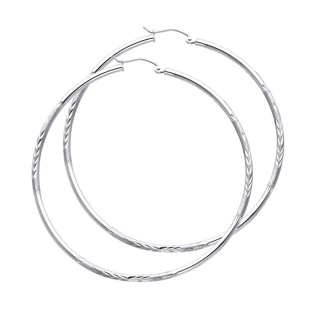 14K White Gold 2mm Diamond Cut GOLD EARRINGS