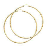 14K Yellow Gold 2mm Diamond Cut Hoop Earrings