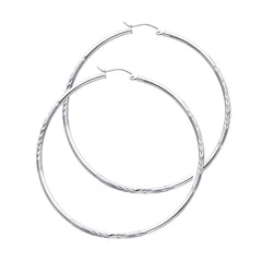 14K White Gold 2mm Diamond Cut GOLD EARRINGS