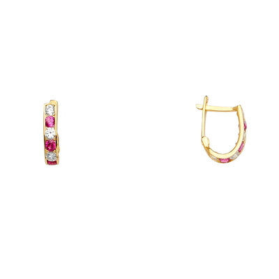 14K Yellow CZ Channel Huggies Earring 1grams