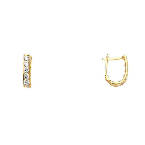 14K Yellow CZ Channel Huggies Earring 1grams