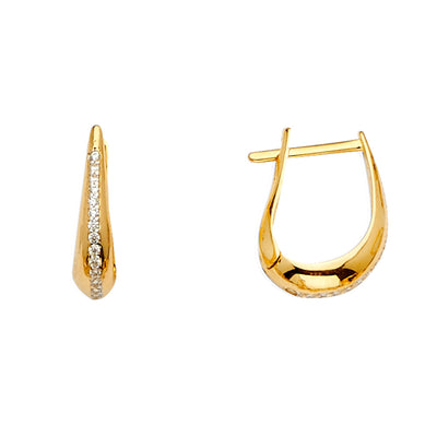 14K Yellow CZ Channel Tear Drop Earring 2grams