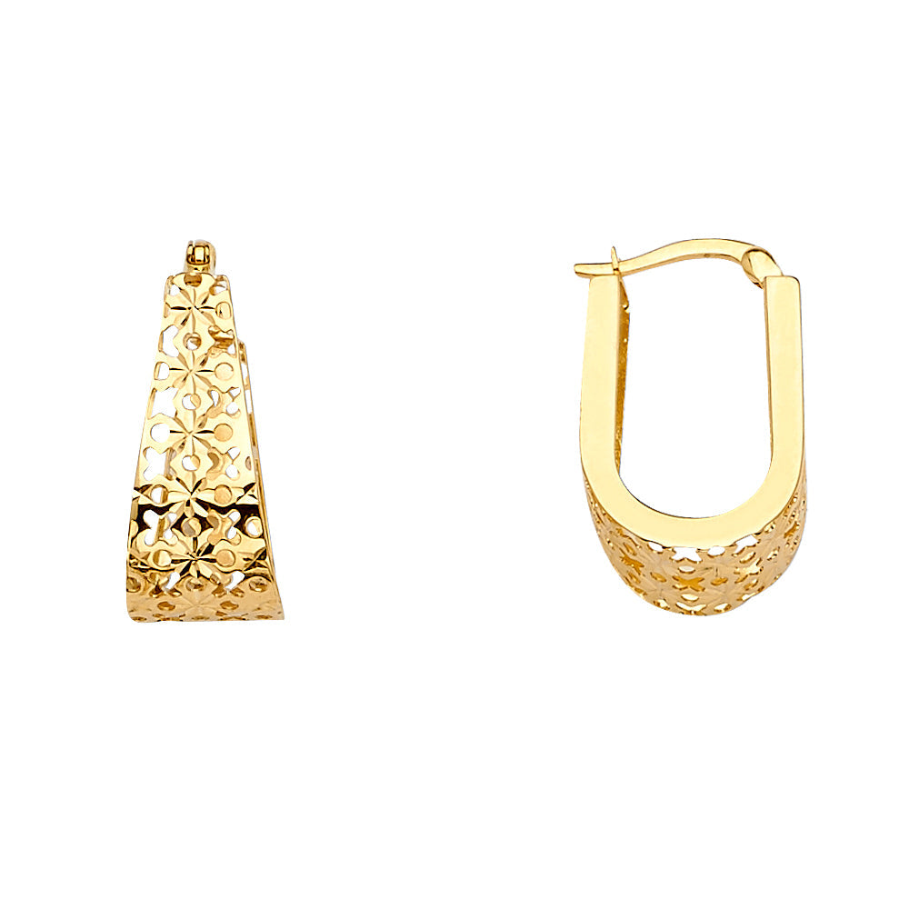 14K Yellow Filigree U Shape Earring 2.4grams