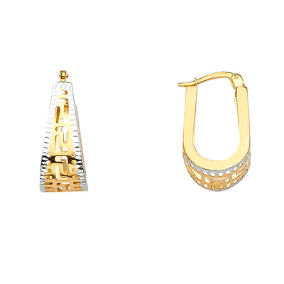 14K Twotone Greek U Shape Earring 2.2grams