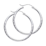 14K White Gold 2mm Diamond Cut GOLD EARRINGS