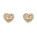 14k Tri Color Gold Assorted Earrings With Push Back