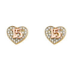 14k Tri Color Gold Assorted Earrings With Push Back