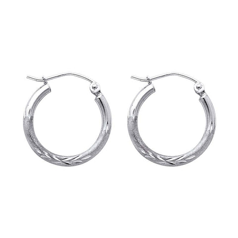 14K White Gold 2mm Diamond Cut GOLD EARRINGS