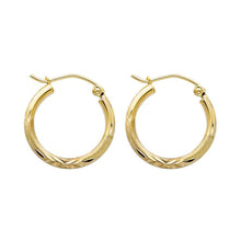 Load image into Gallery viewer, 14K Yellow Gold 2mm Diamond Cut Hoop Earrings